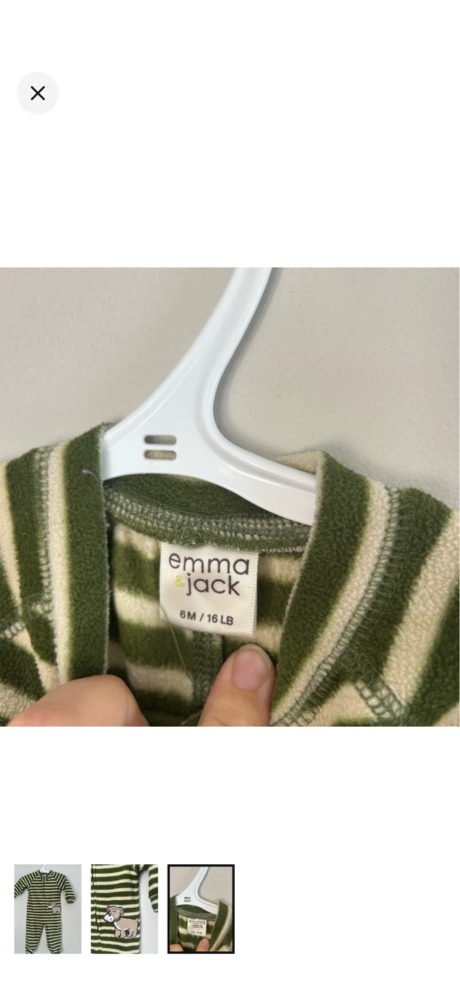 Emma & Jack Baby Bunting Suit 6M/16LB Green Stripe Dog Applique - photo 3