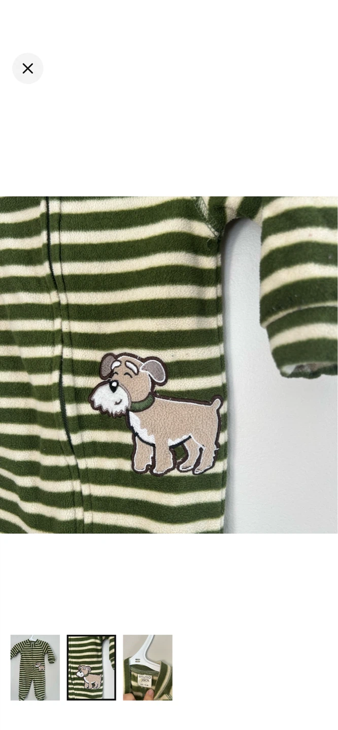 Emma & Jack Baby Bunting Suit 6M/16LB Green Stripe Dog Applique - photo 2