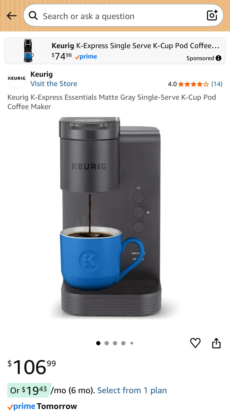 Keurig K-Express Essentials Single Serve K-Cup Coffee Maker - photo 2