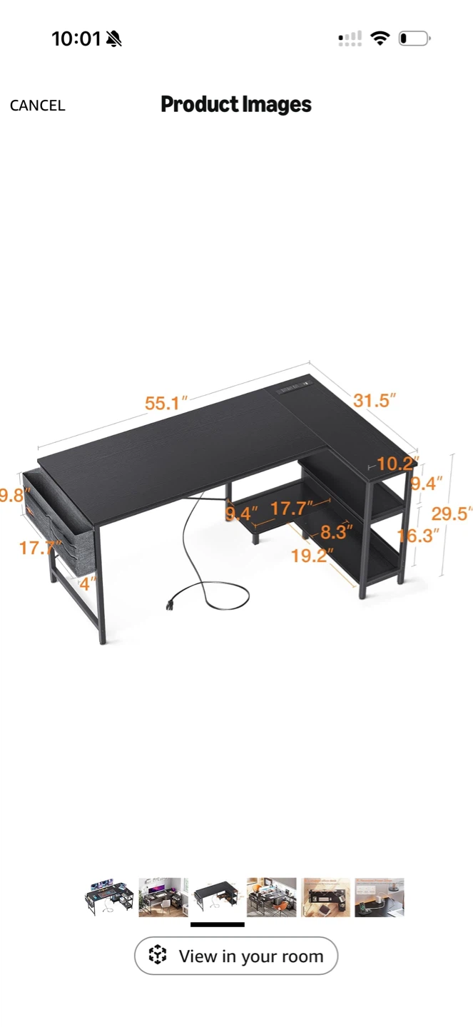 Black L-Shaped Desk with Shelves - photo 4