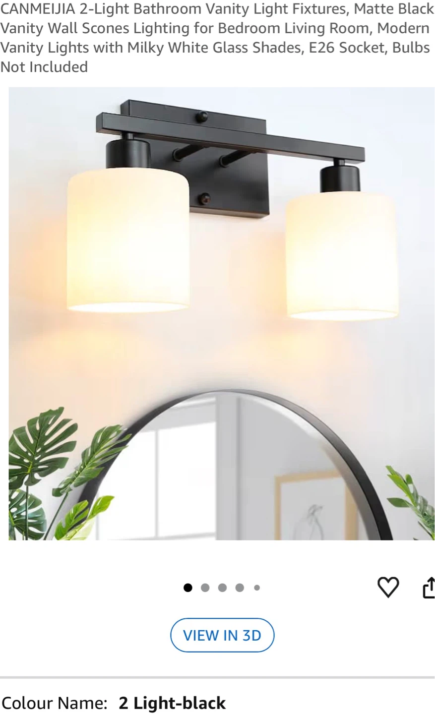 CANMEIJIA 2-Light Vanity Light Fixture - Matte Black M2D