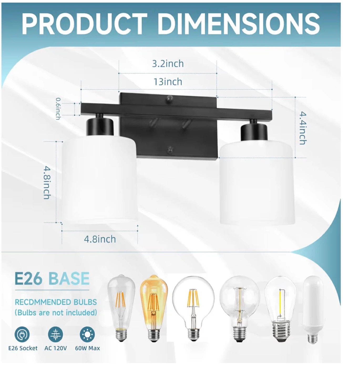 CANMEIJIA 2-Light Vanity Light Fixture - Matte Black M2D - photo 2