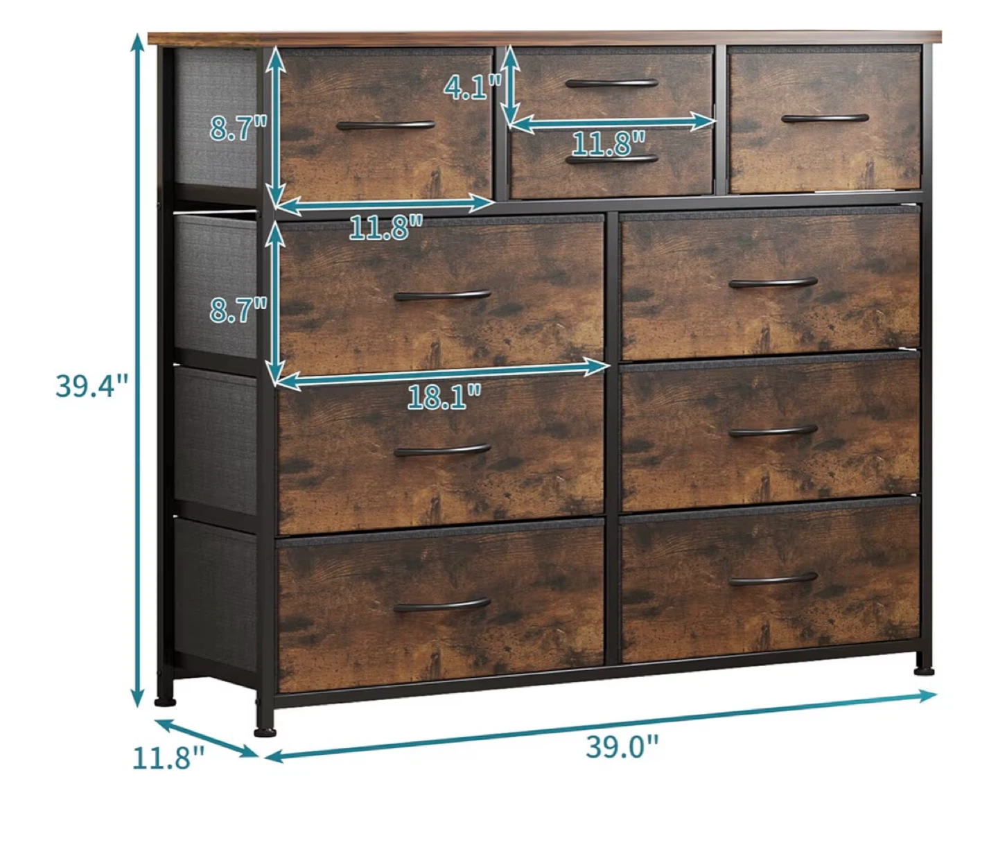 9 Drawer Dresser Storage Unit - photo 2