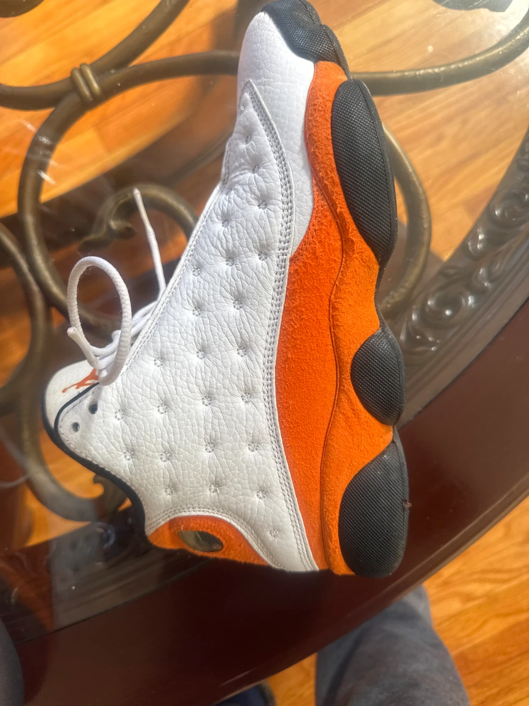 Air Jordan 13 Retro Orange White Kids Shoes - photo 3