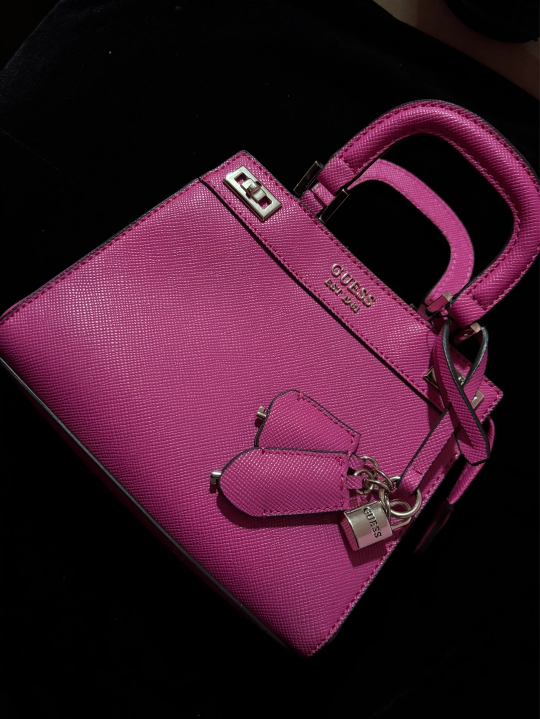 Guess Pink Structured Top Handle Bag