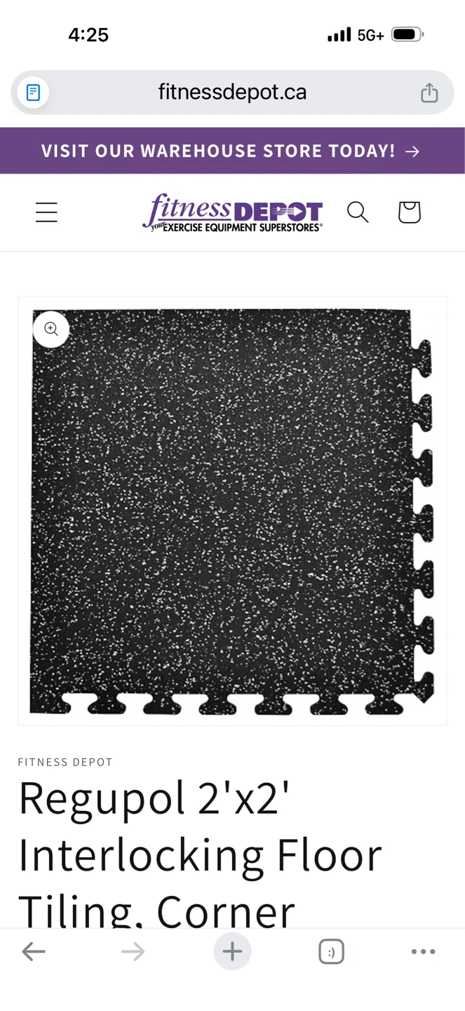 Regupol 2'x2' Interlocking Floor Tiling Corner
