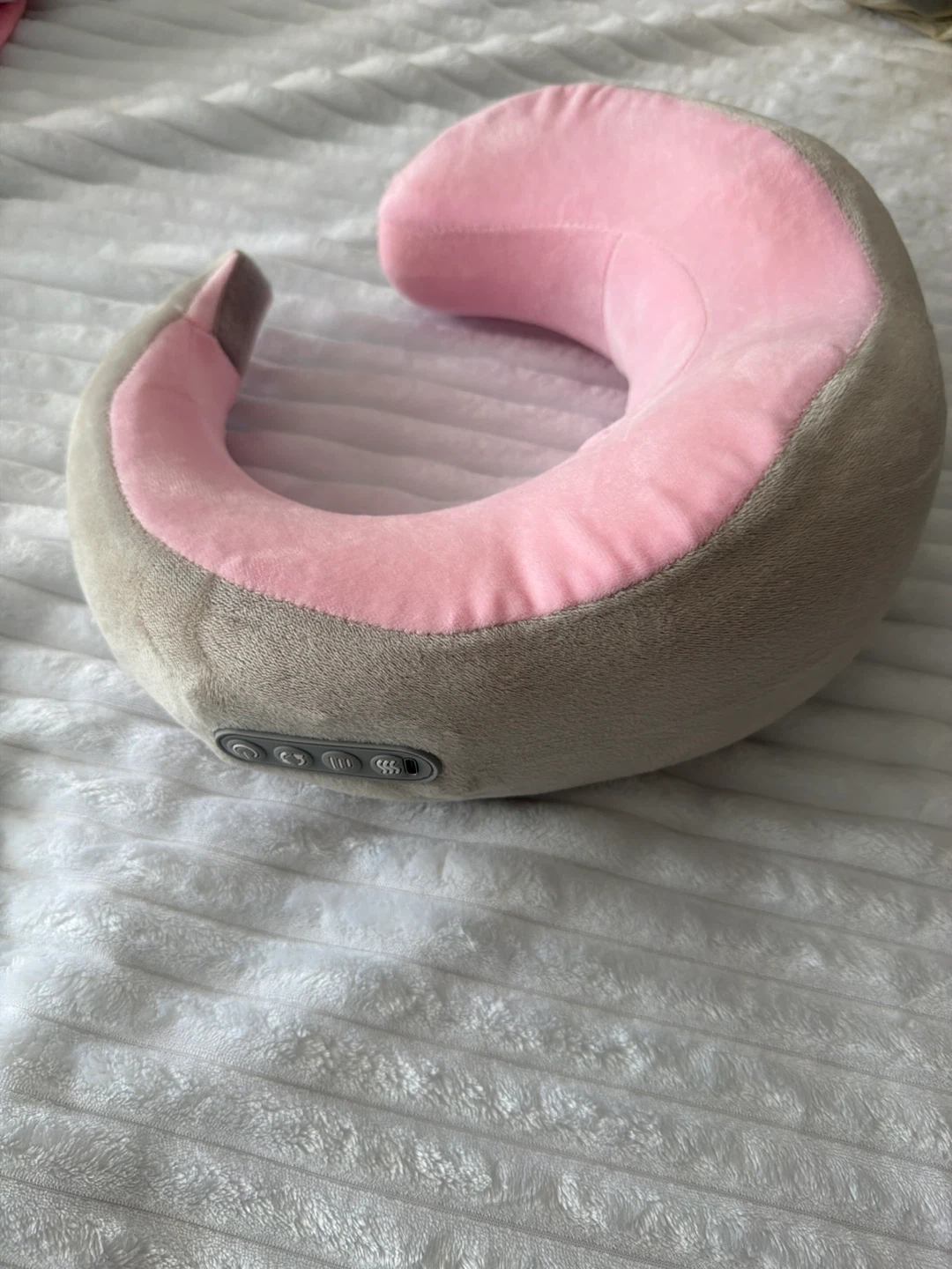 Pink and Grey Neck Pillow with Massage Function