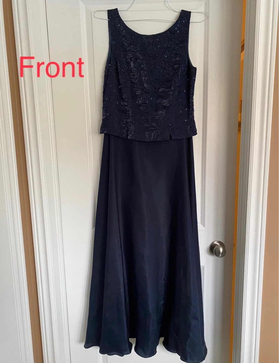 Navy Blue Beaded Formal Prom or Evening Gown Size 10