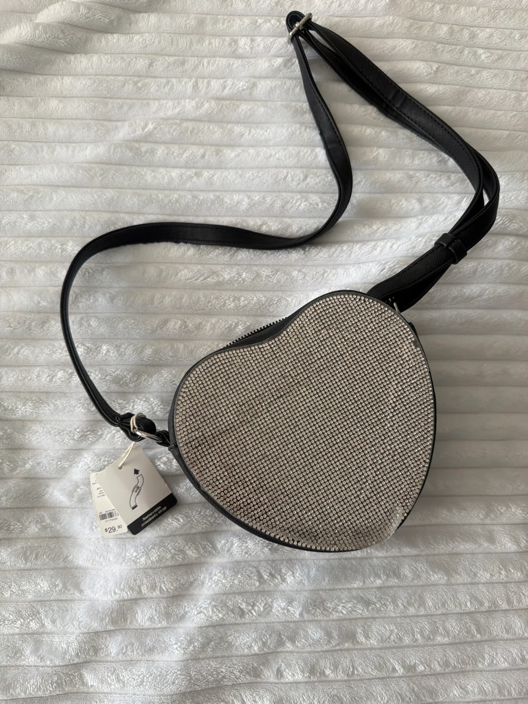 Heart Shaped Rhinestone Crossbody Bag