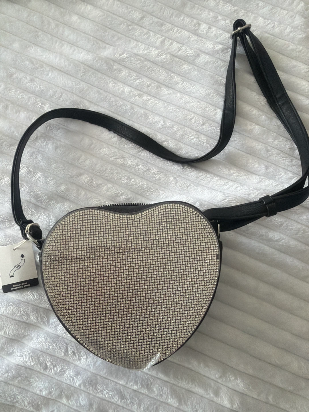 Heart Shaped Rhinestone Crossbody Bag - photo 3