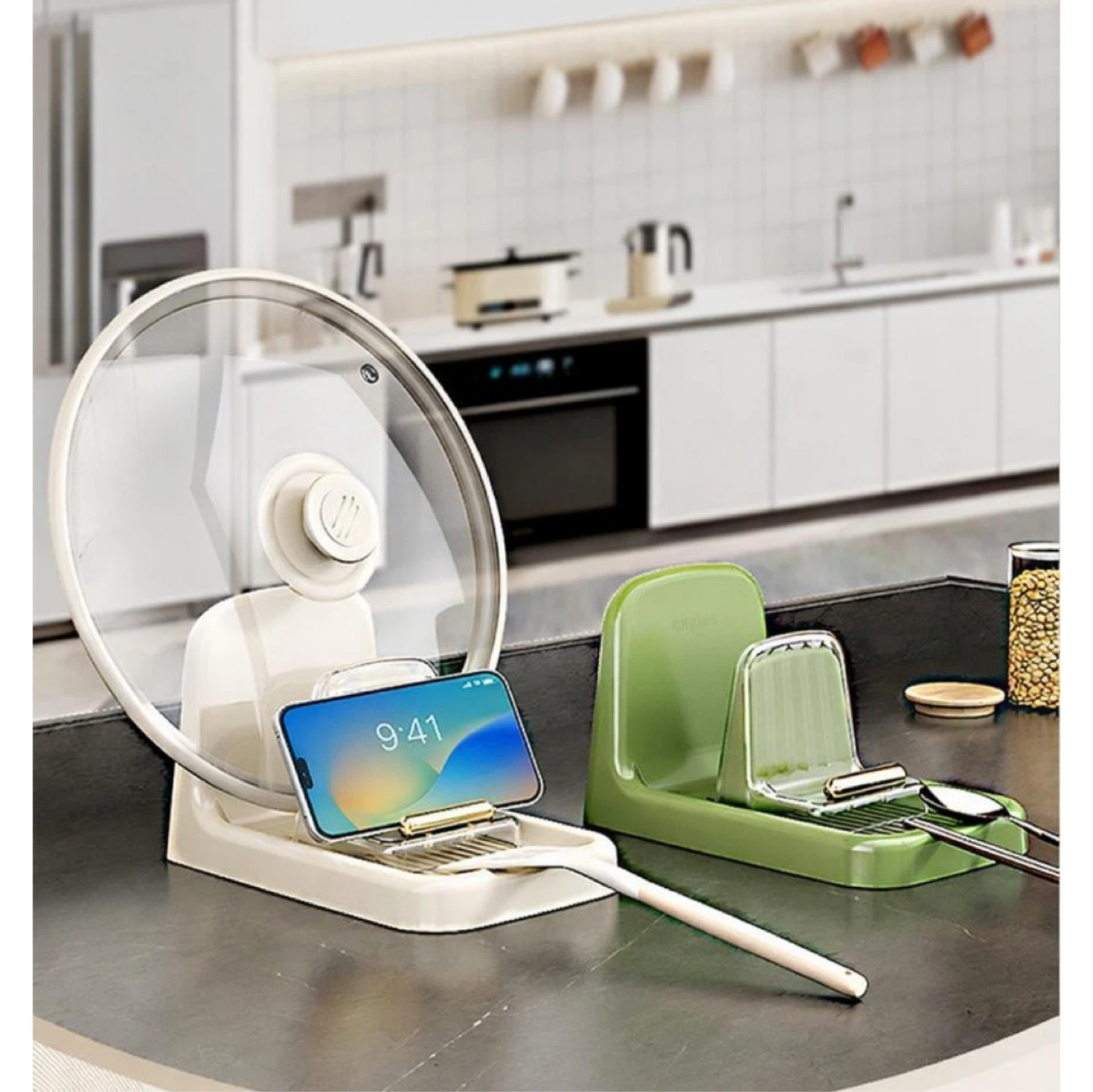 Multifunctional kitchen organizer with lid holder