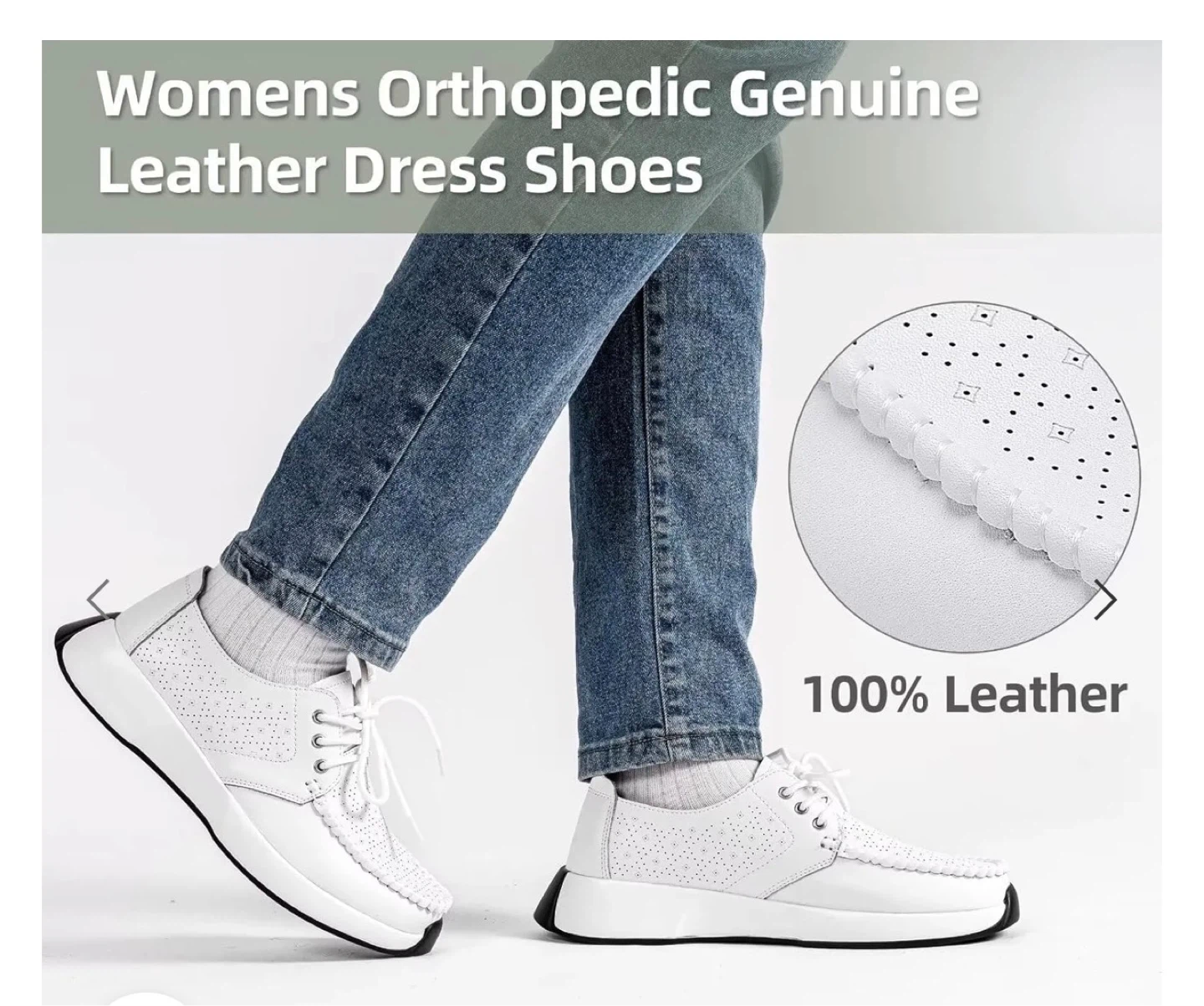 Womens Orthopedic Genuine Leather Dress Shoes White - photo 5