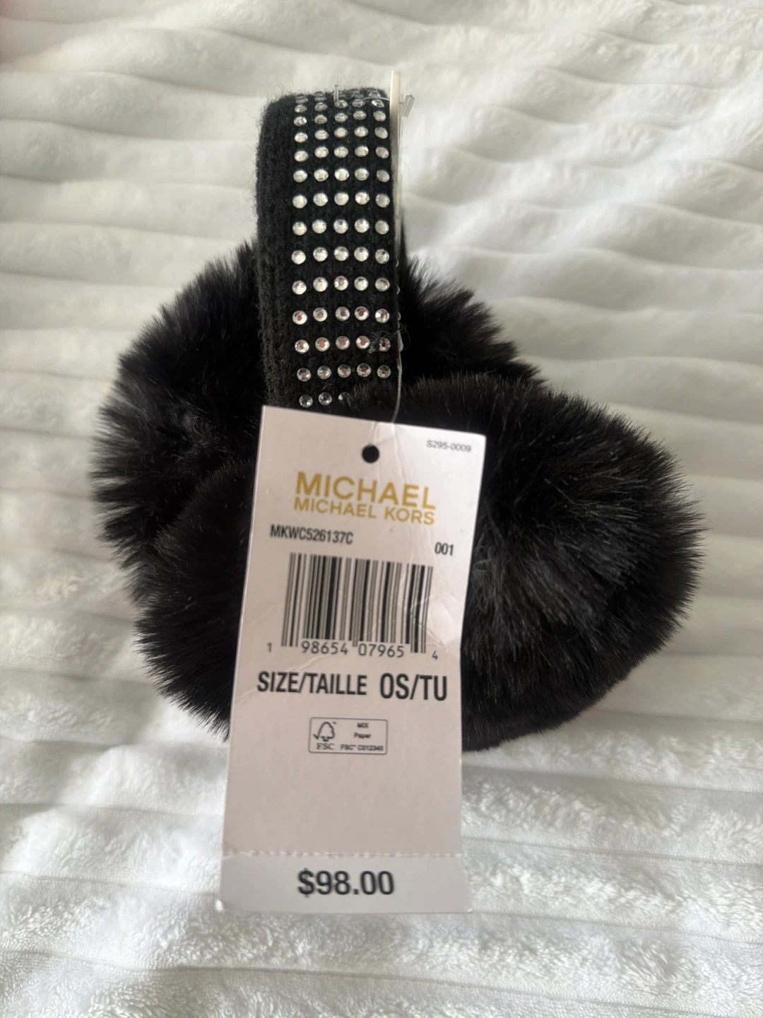 Michael Kors Black Studded Faux Fur Earmuffs OS/TU