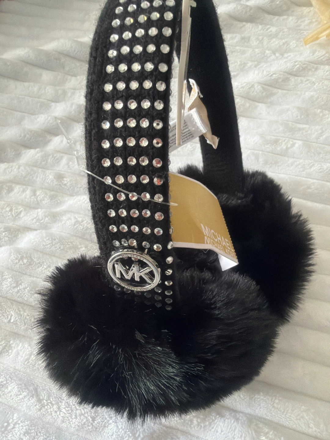Michael Kors Black Studded Faux Fur Earmuffs OS/TU - photo 3