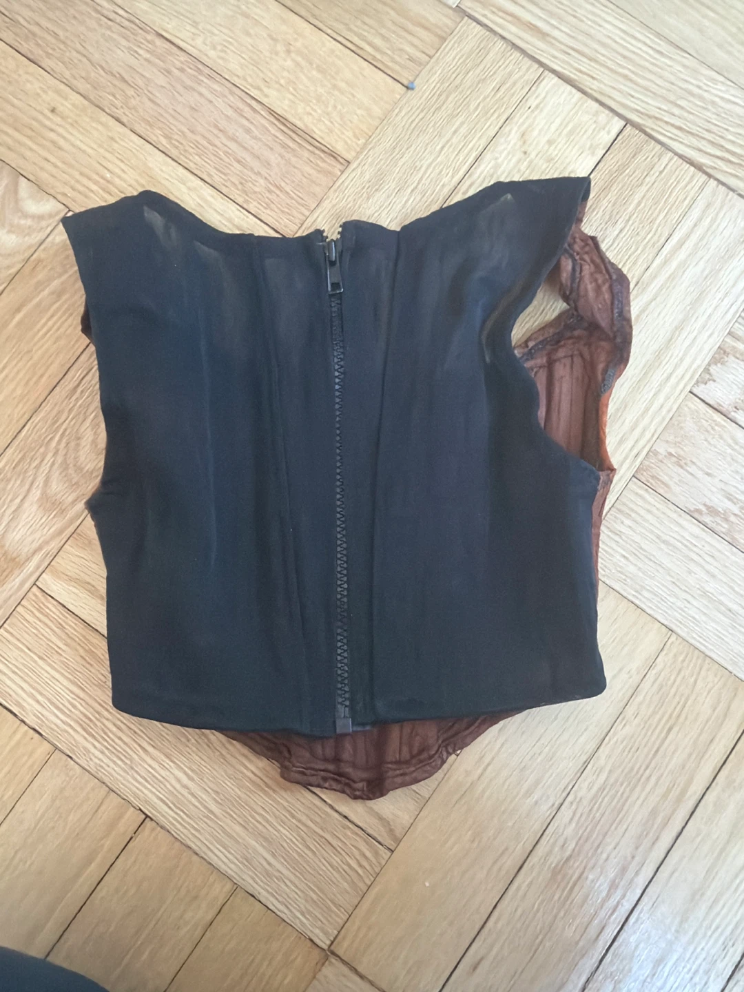Brown Textured Corset Top - photo 2