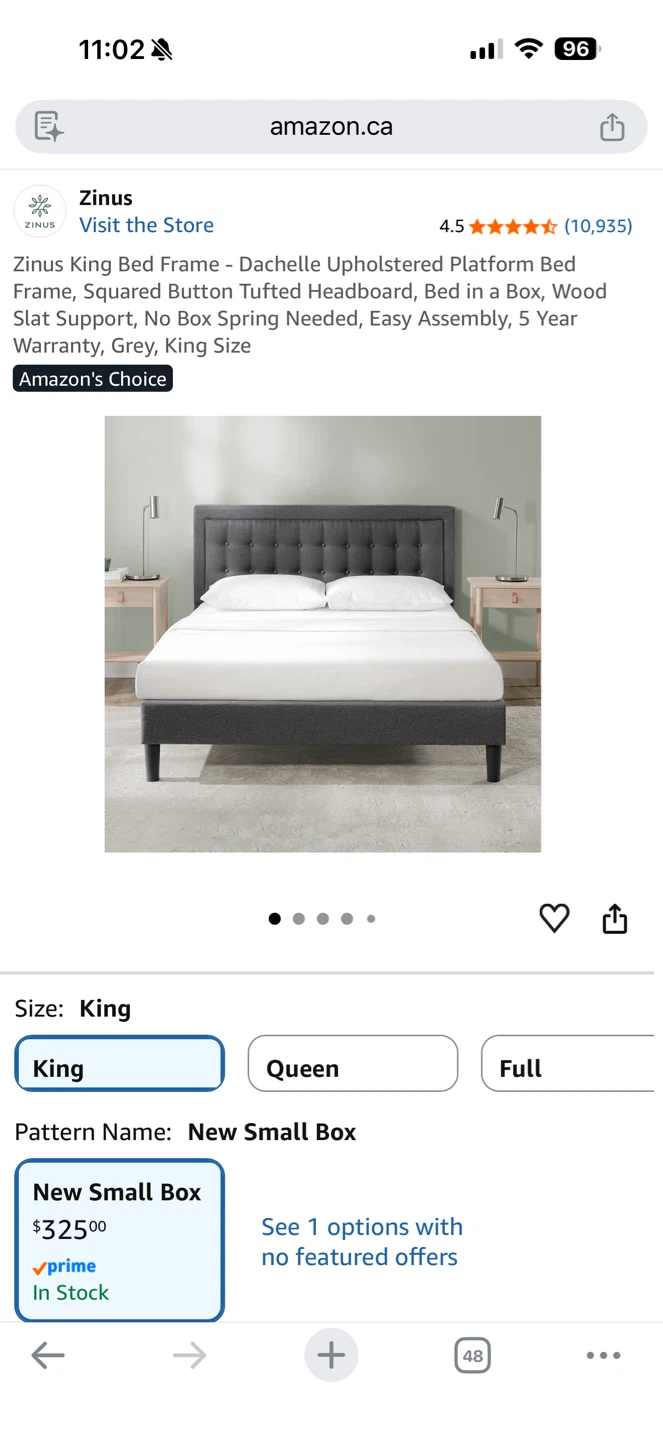 Zinus Dachelle Upholstered King Bed Frame - Grey - photo 3