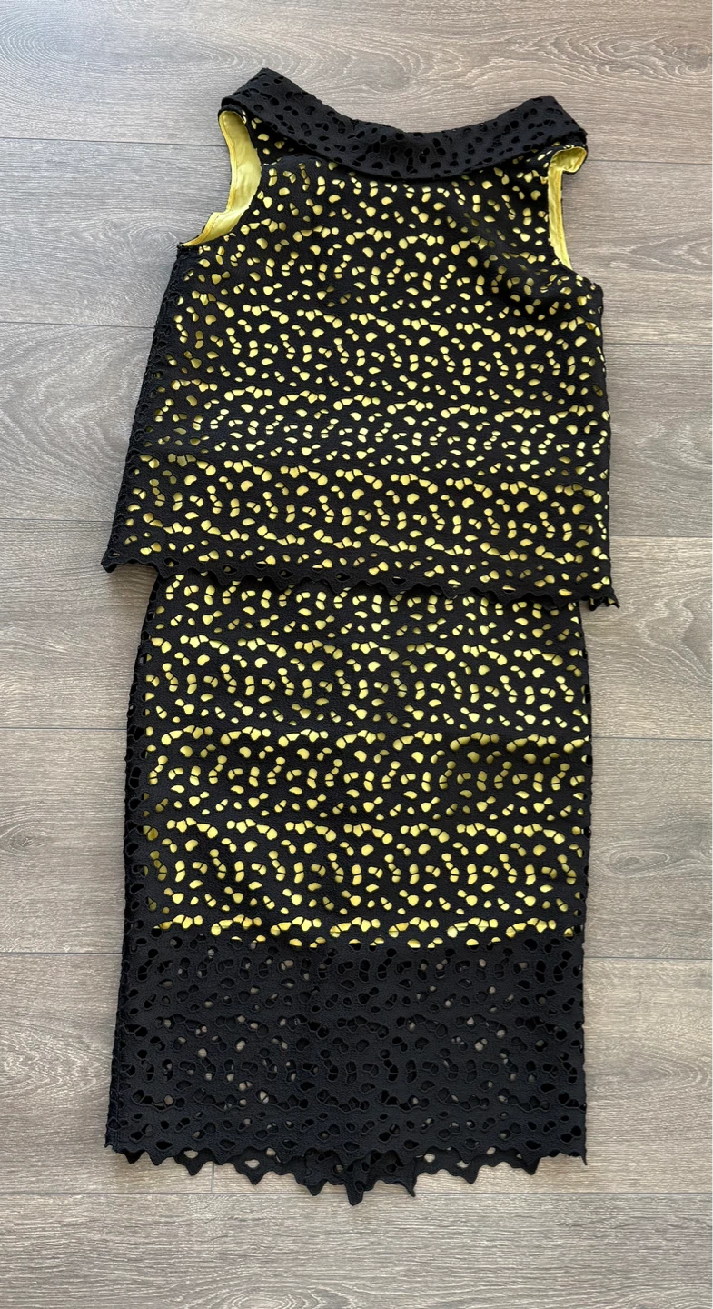 Authentic Boutique Moschino 2 piece Black & Yellow Lace Dress