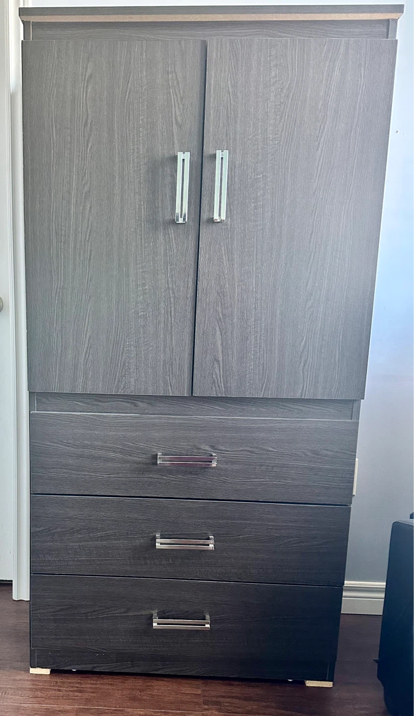 Modern Dark Wood Wardrobe with Drawers – Great Storage