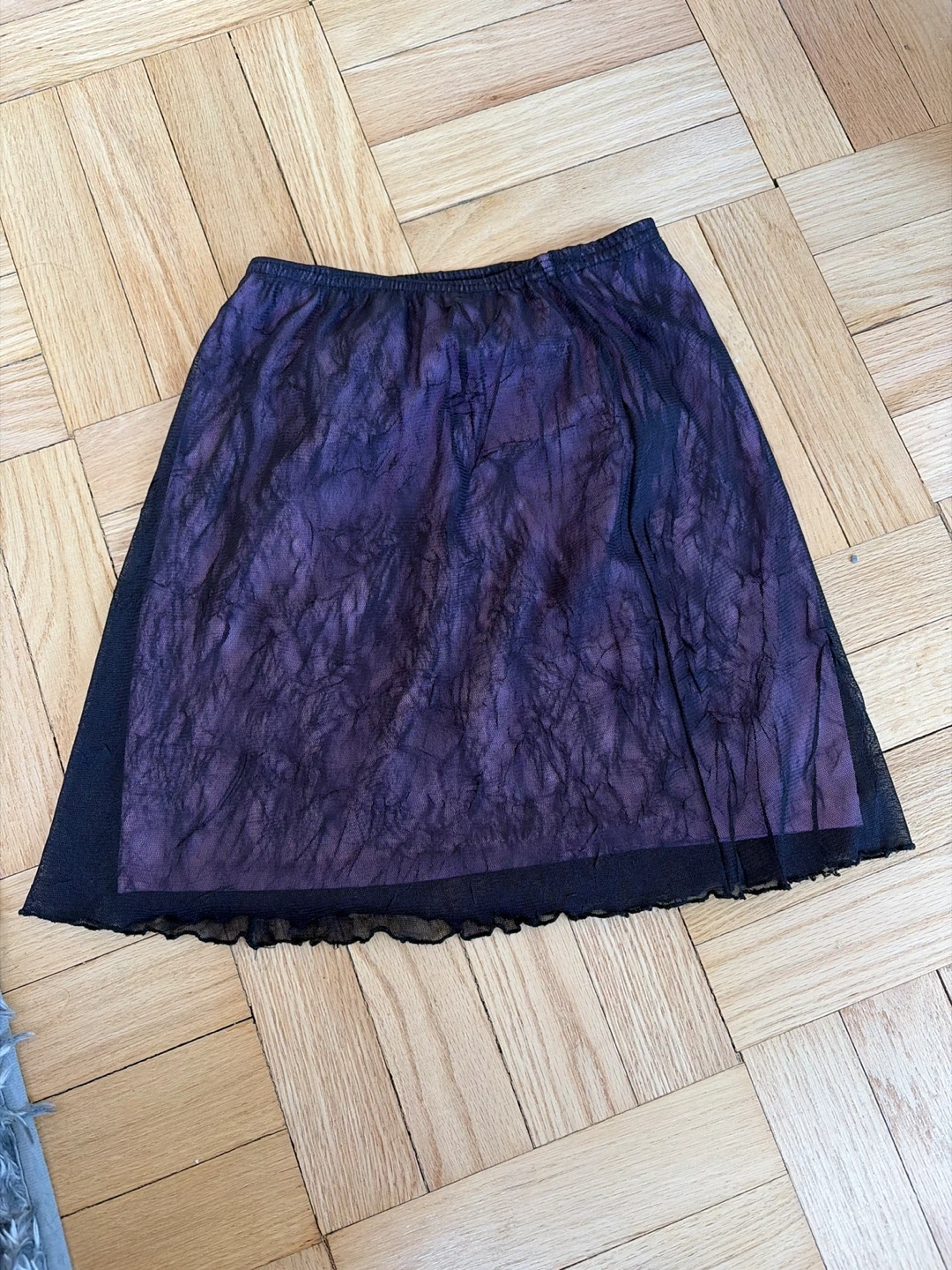 Cherokee Purple & Black Mesh Lined Skirt