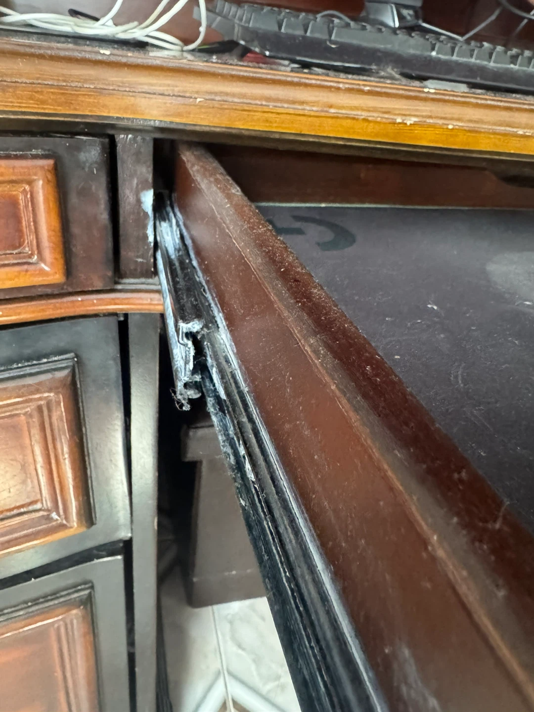 Dark Wood Executive Desk with Hutch and Glass Doors - photo 2