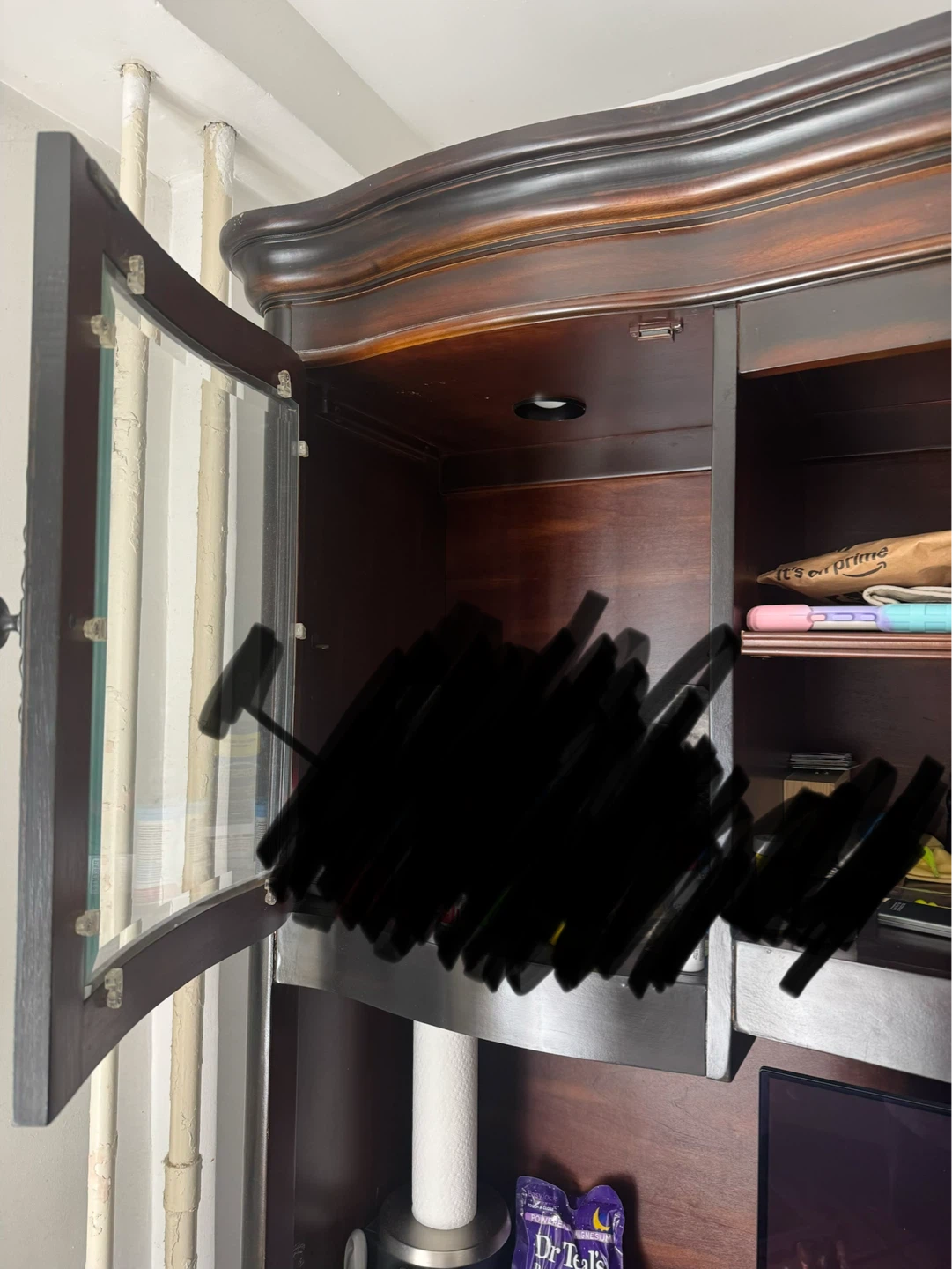 Dark Wood Executive Desk with Hutch and Glass Doors - photo 4