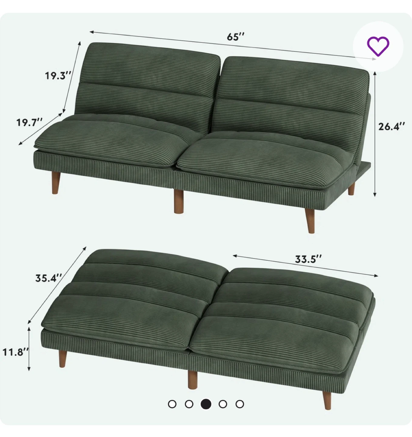 George Oliver Futon Sofa Bed - Green - photo 3