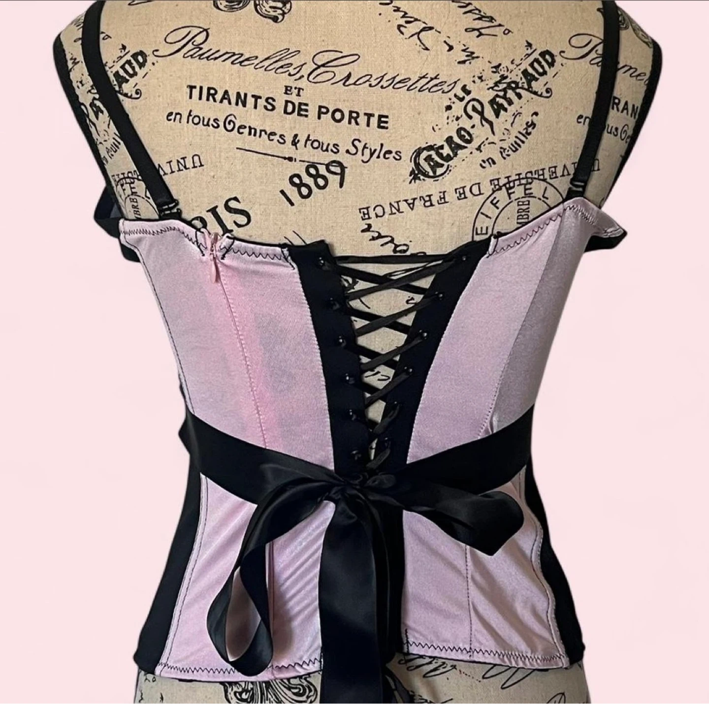 Pink and Black Corset with Lace Detail - photo 2