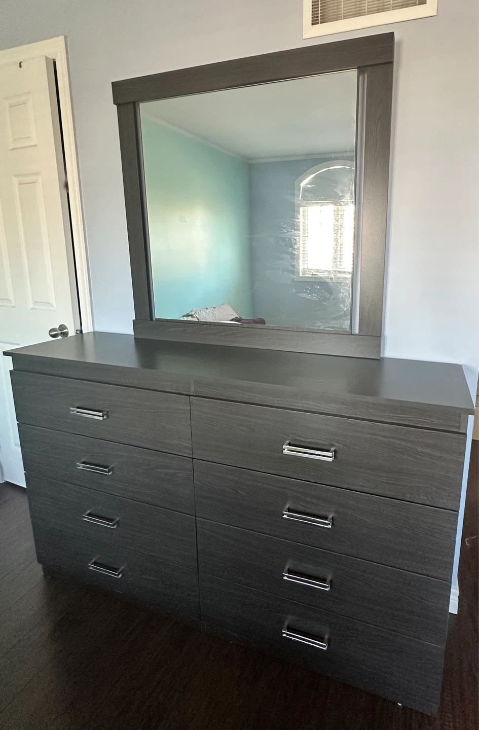 Dark Wood Dresser with Mirror – 8 Drawers - photo 3