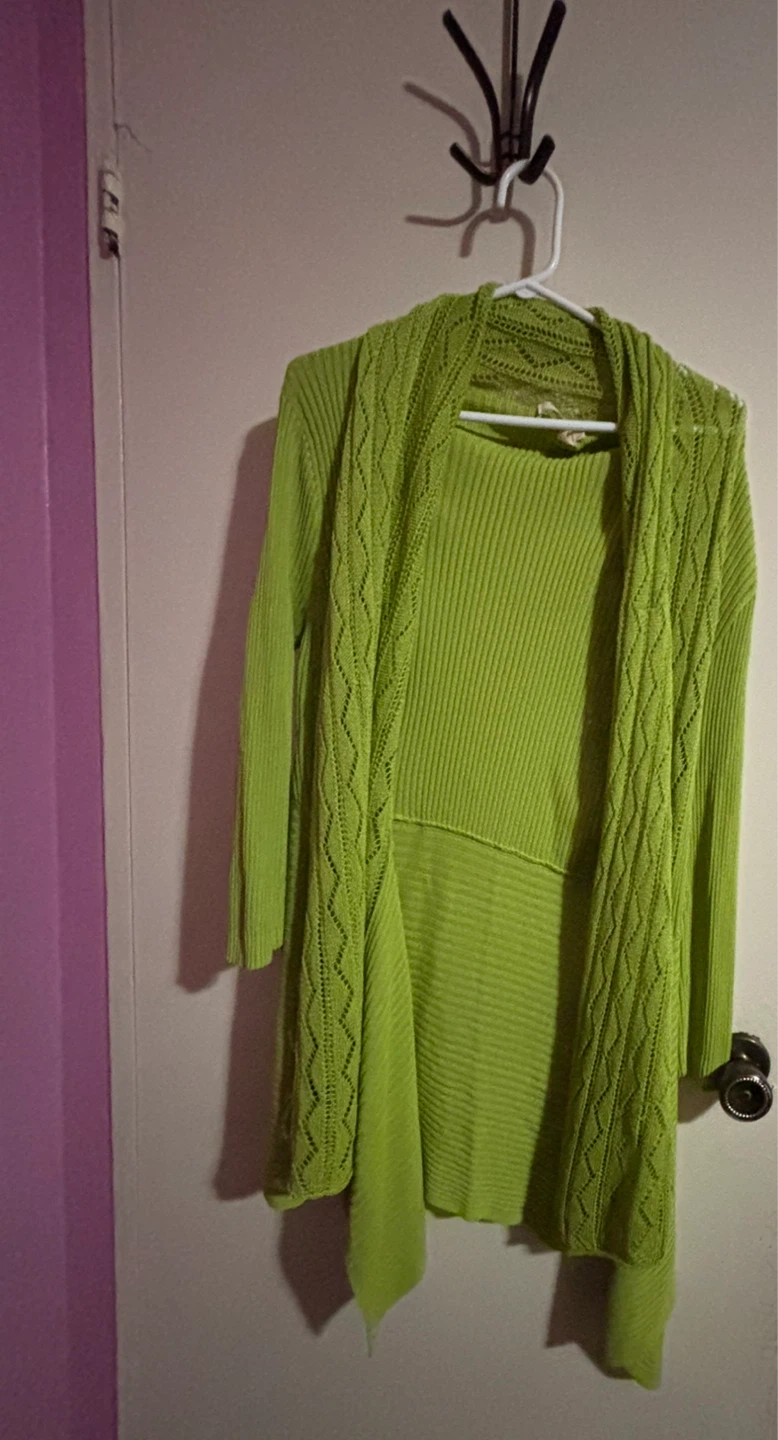 Lime Green Knit Cardigan