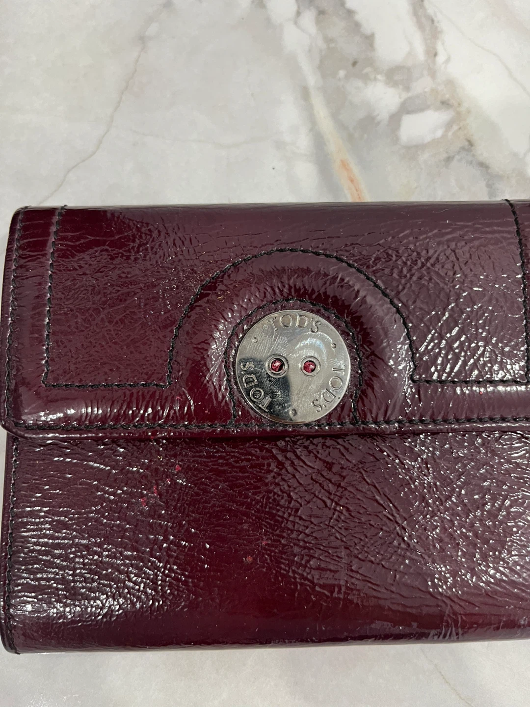 TOD'S Patent Leather Trifold Wallet