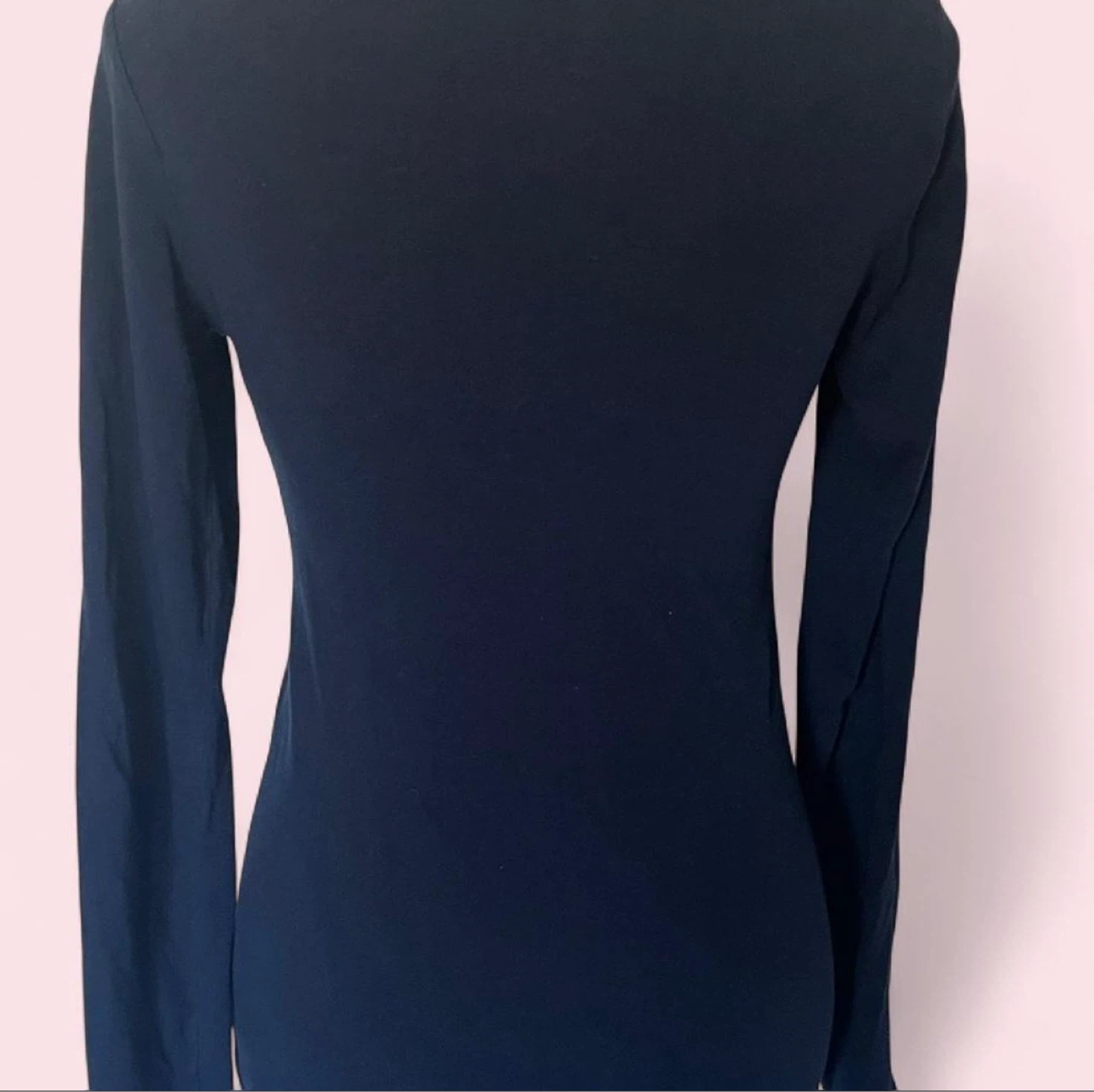 Navy Blue V-Neck Long Sleeve Top - photo 2