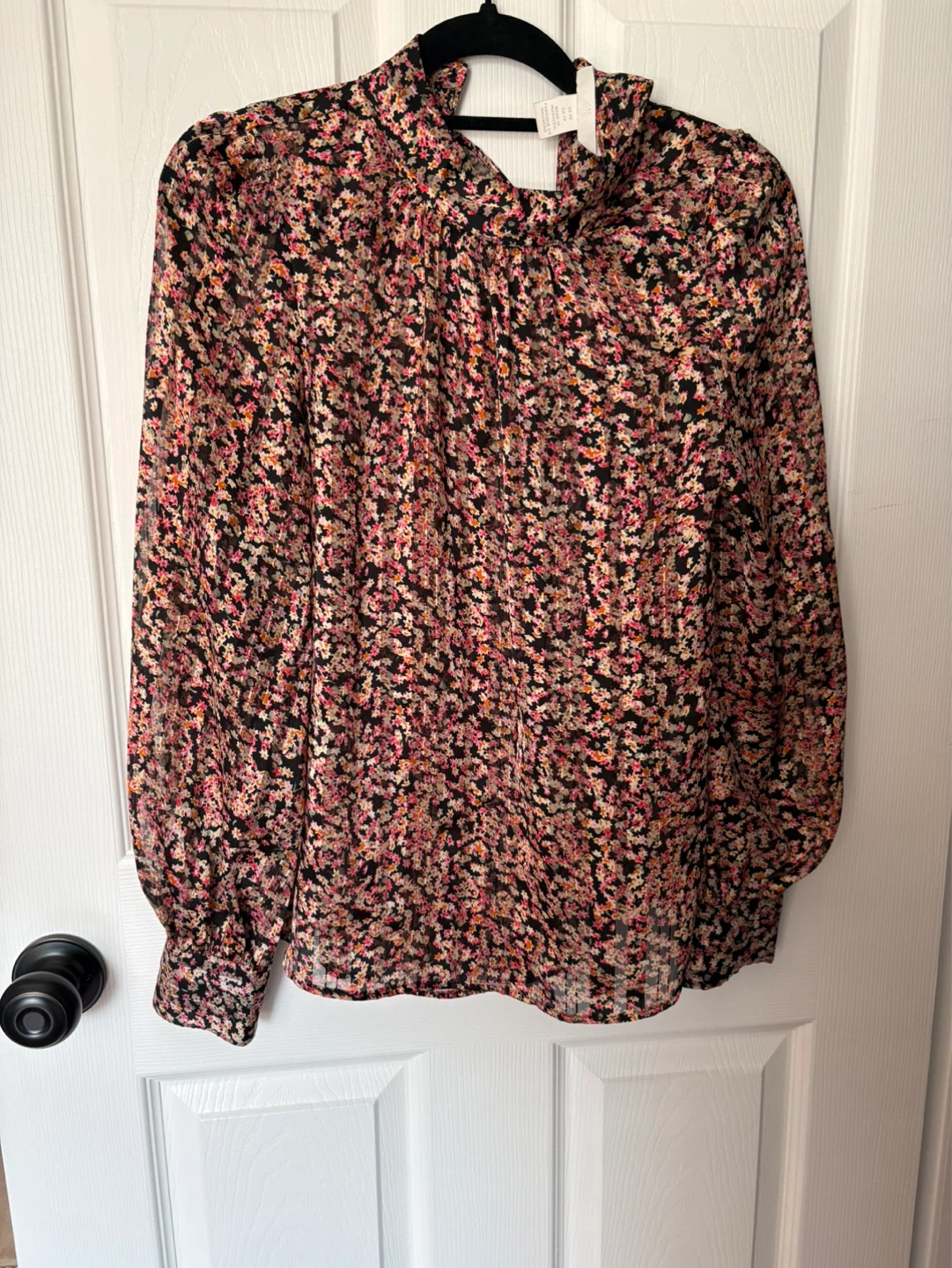 H&M Floral Print Mock Neck Blouse