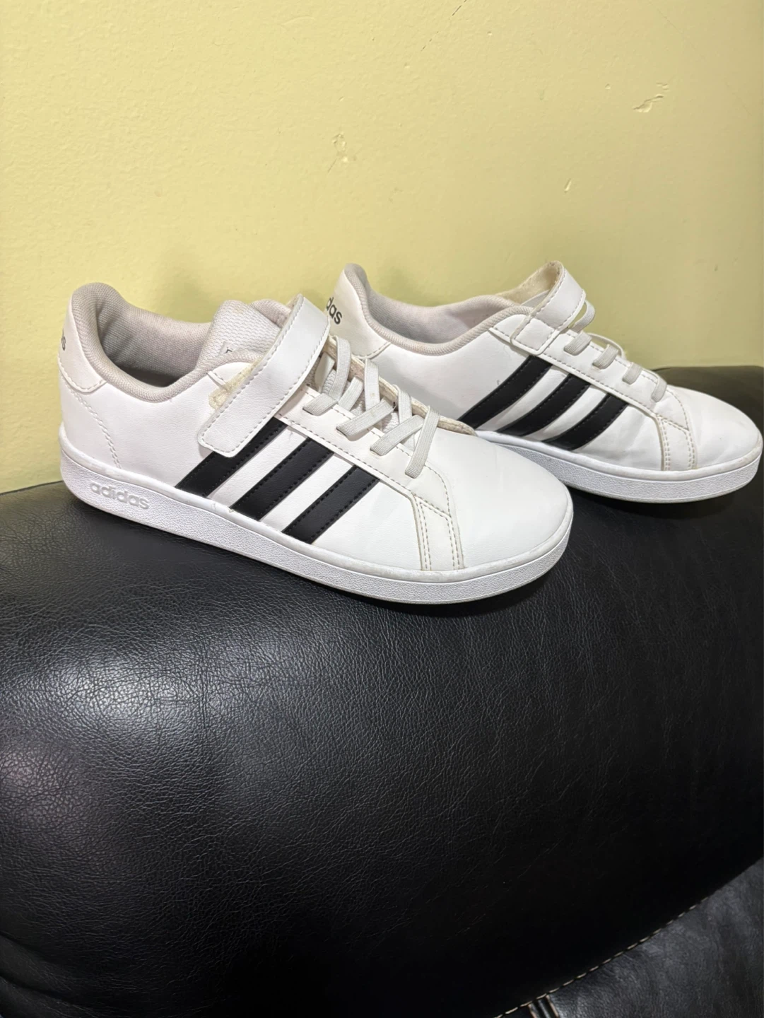 Adidas White and Black Striped Sneakers