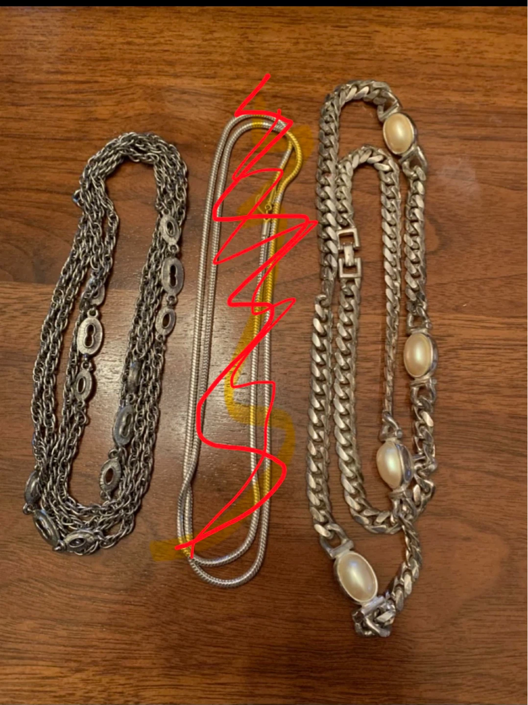 Silver Tone Chain Necklaces - Set of 2
