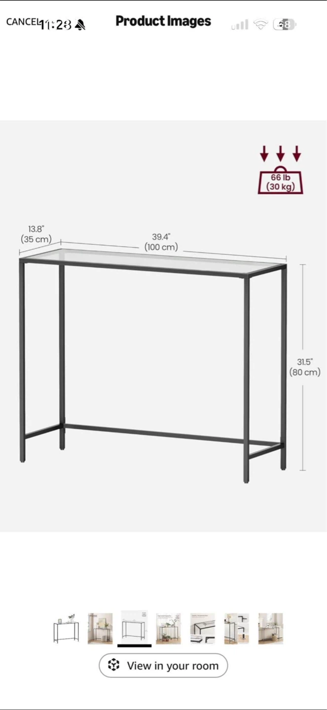Console Table - Glass Top with Black Metal Frame - photo 3