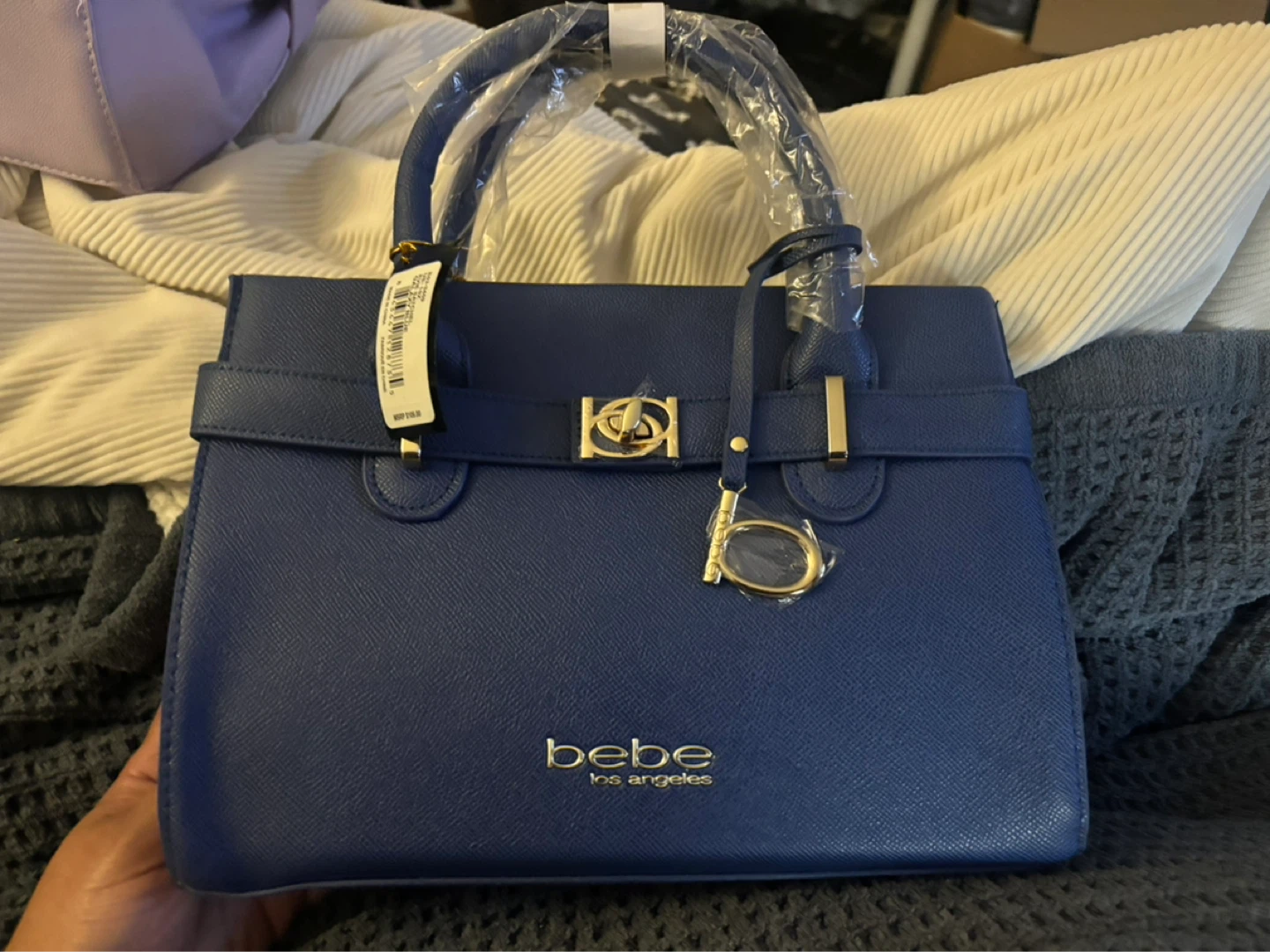 Bebe Galaxy Blue Satchel Handbag