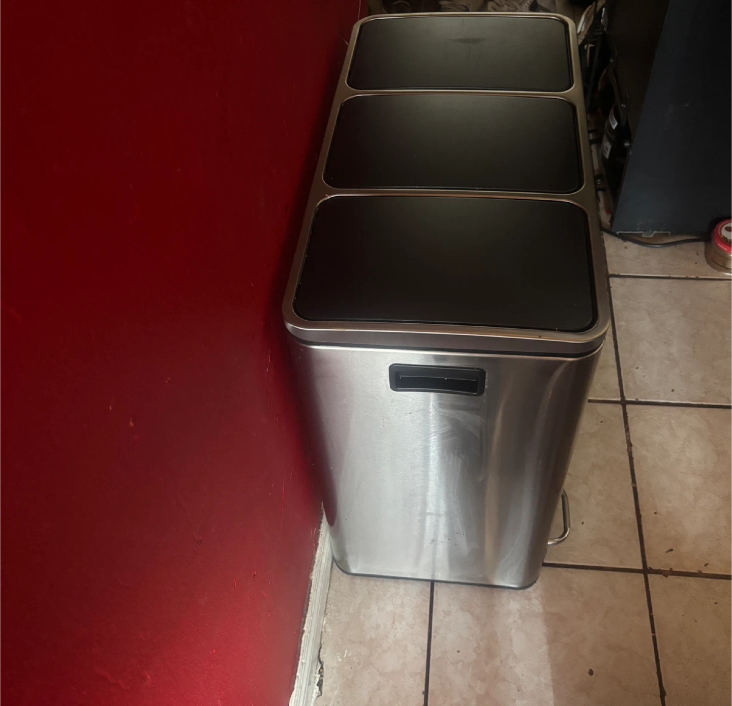 SONGMICS Stainless Steel 3 Compartment Trash Can - photo 2