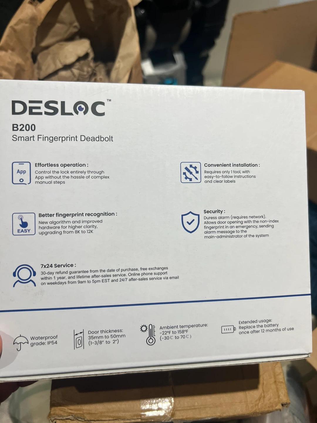 DESLOC B200 Smart Fingerprint Deadbolt - Black - photo 2