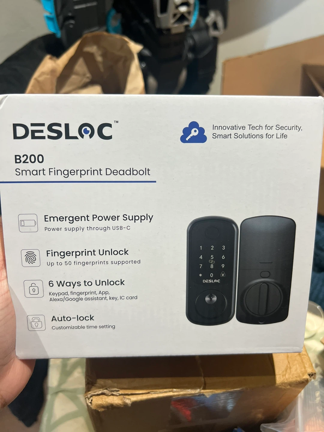 DESLOC B200 Smart Fingerprint Deadbolt - Black