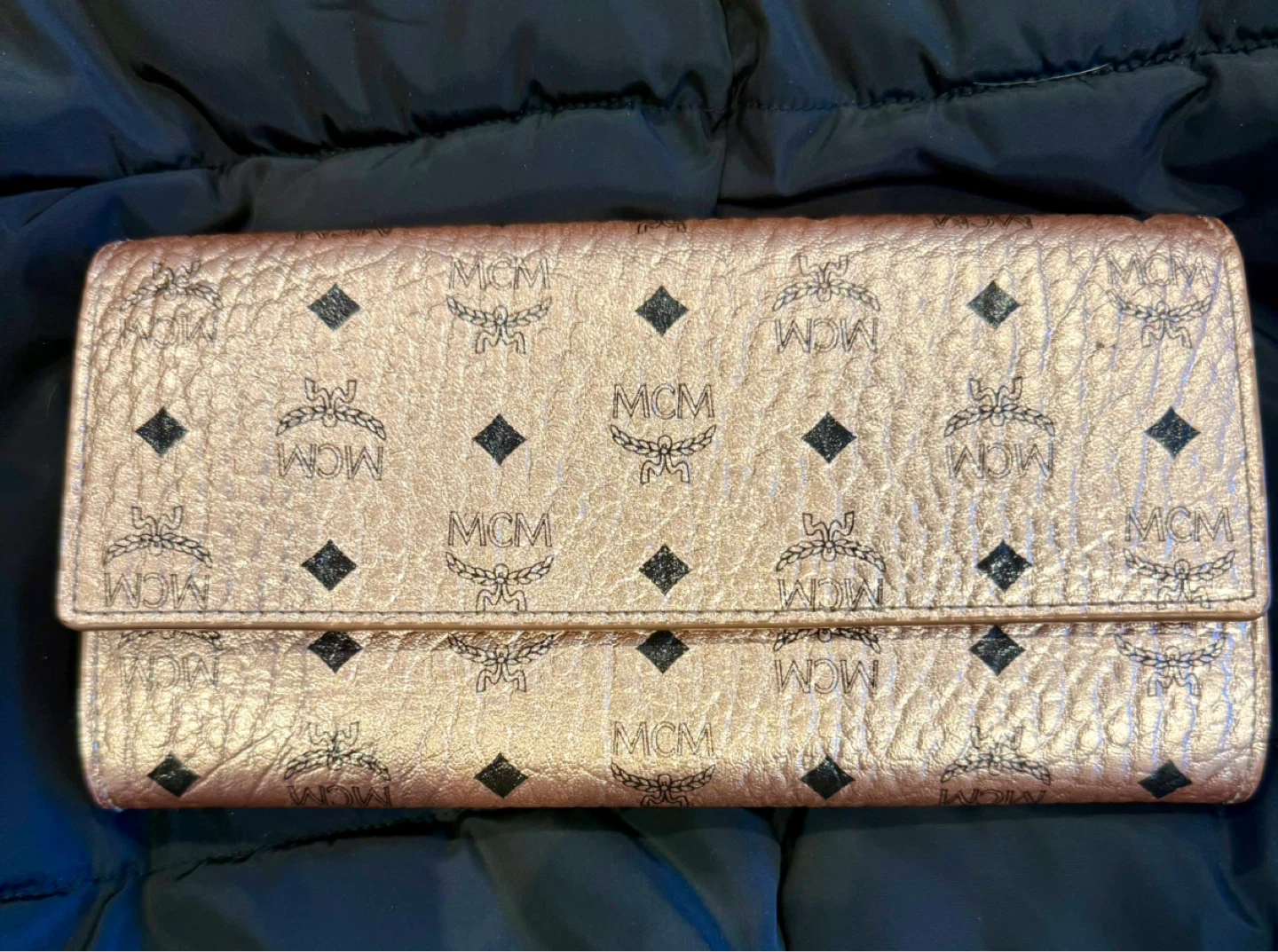 MCM Visetos Long Wallet Rose Gold