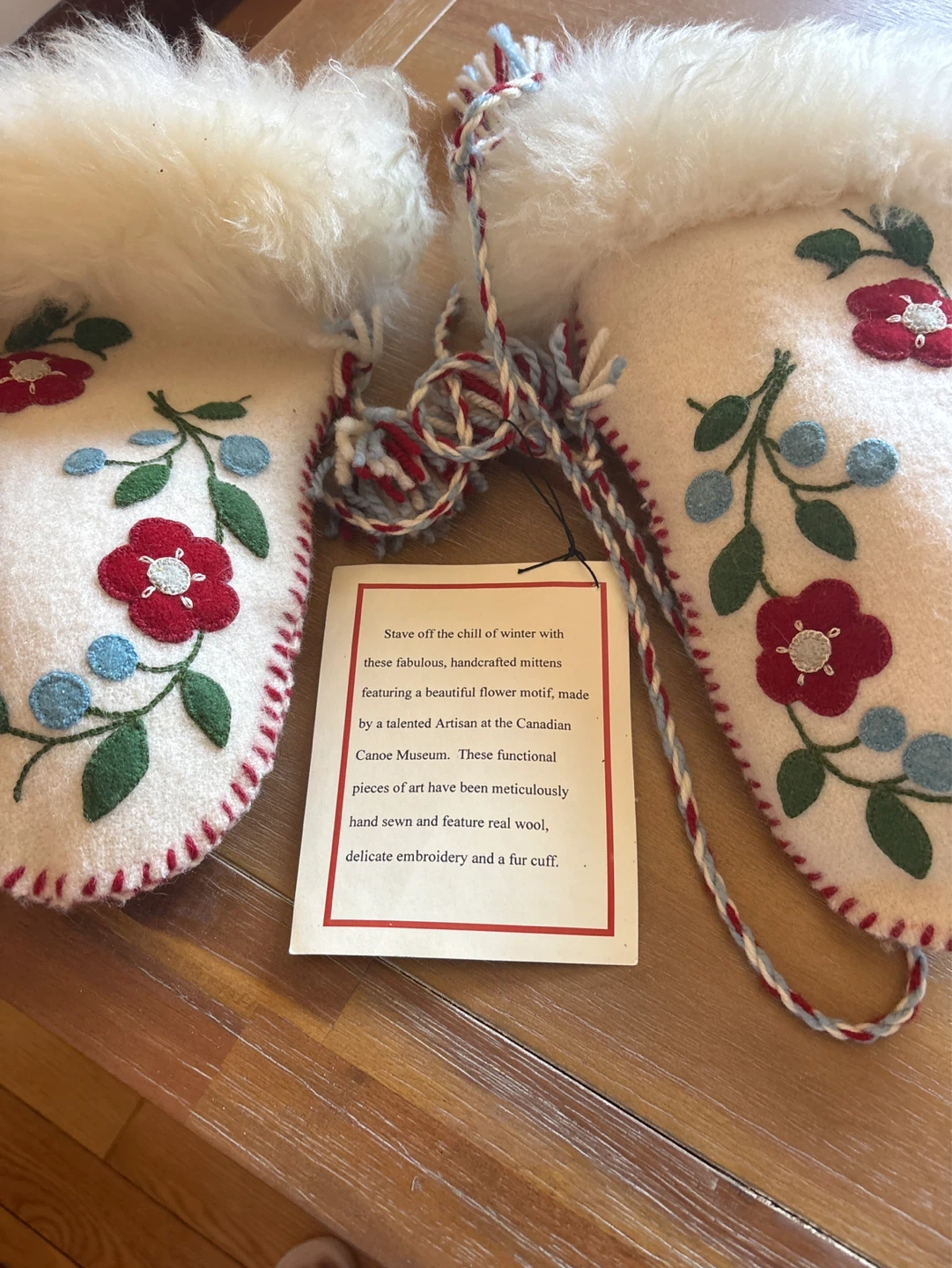 Handcrafted Wool Mittens with Fur Cuffs - Canadian Artisan Made - photo 2