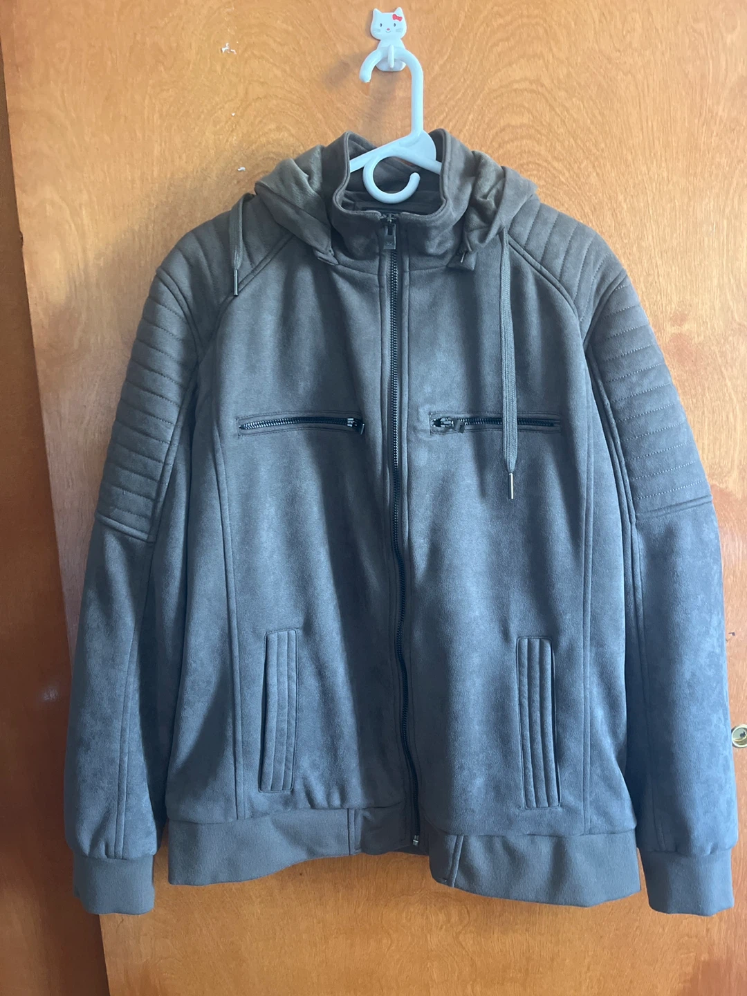 Xray Jeans Men's Faux Suede Hooded Jacket Size L
