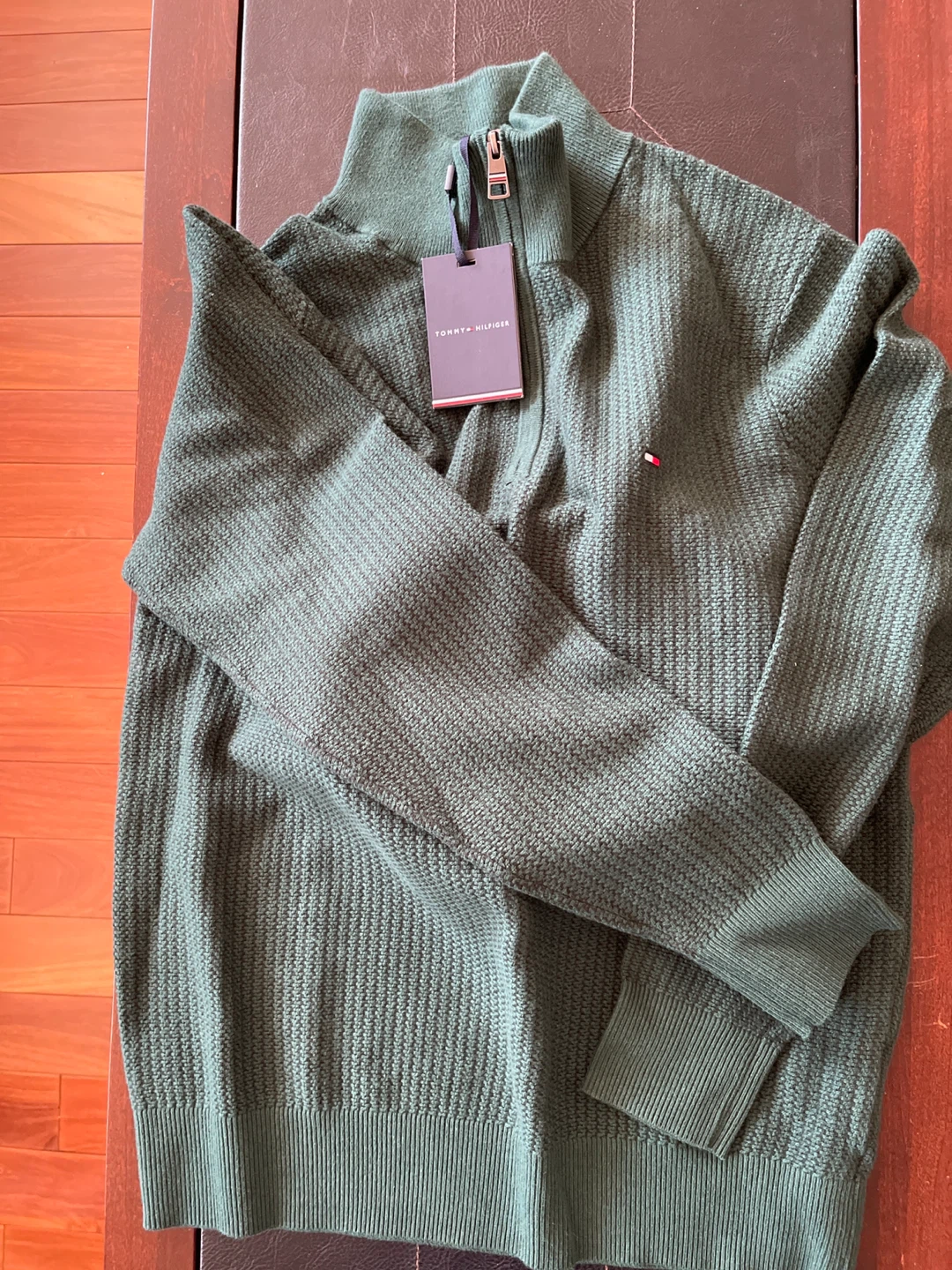 Tommy Hilfiger Men's Green 1/4 Zip Sweater - photo 2
