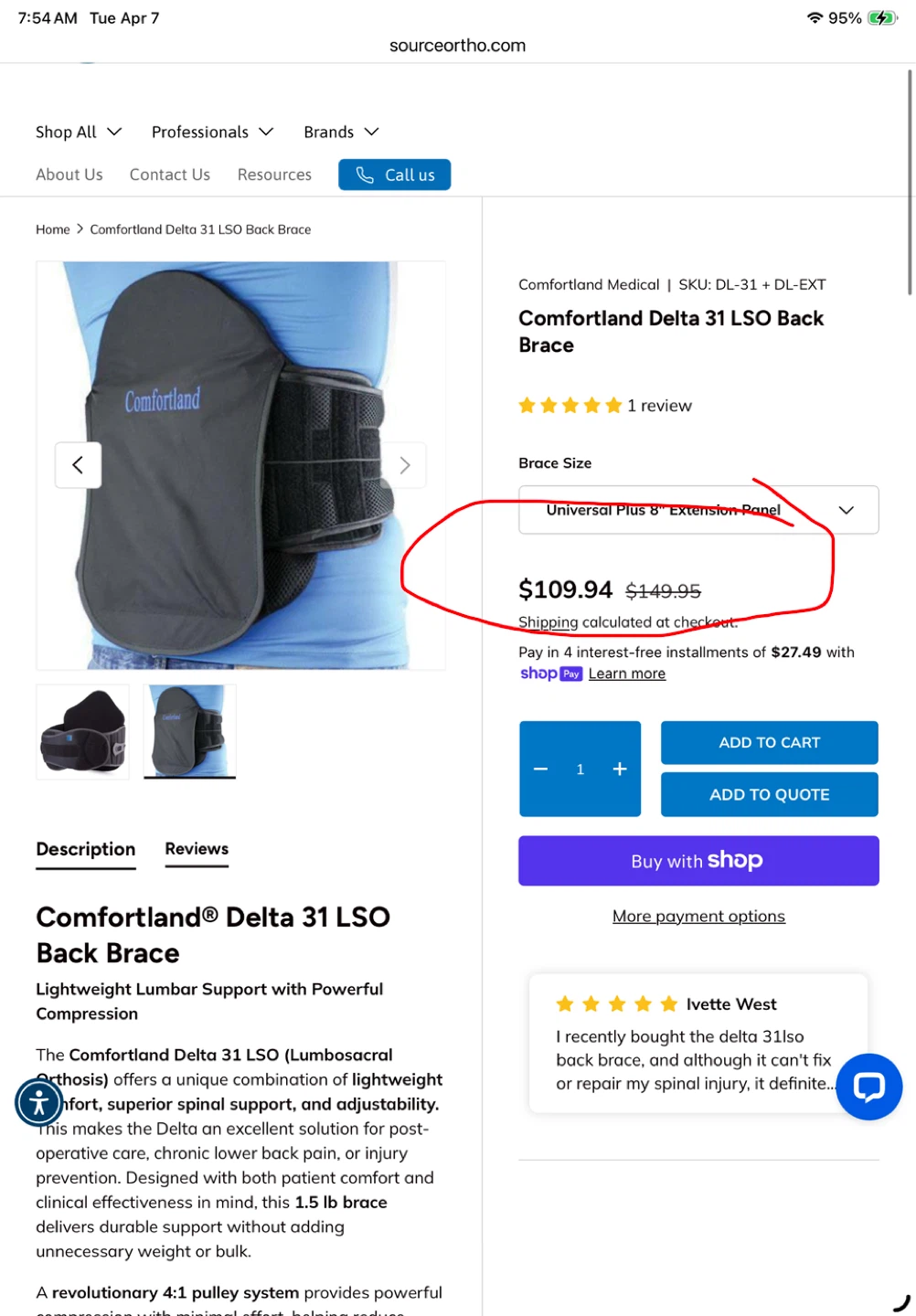 Comfortland Delta 31 LSO Back Brace - photo 2