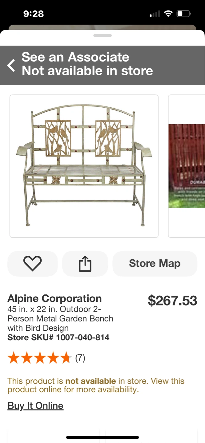 Alpine Corporation Rustic Metal Bird Bench