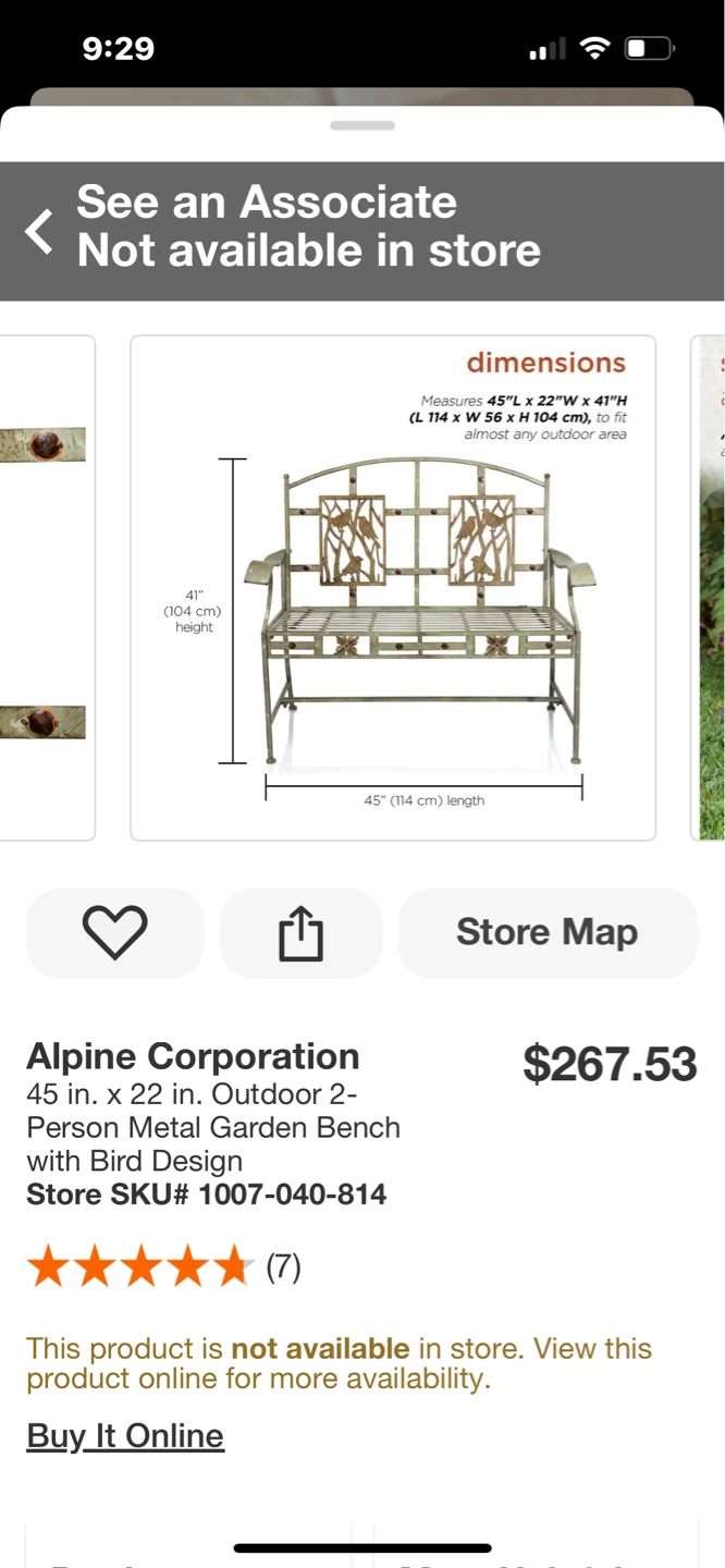 Alpine Corporation Rustic Metal Bird Bench - photo 3