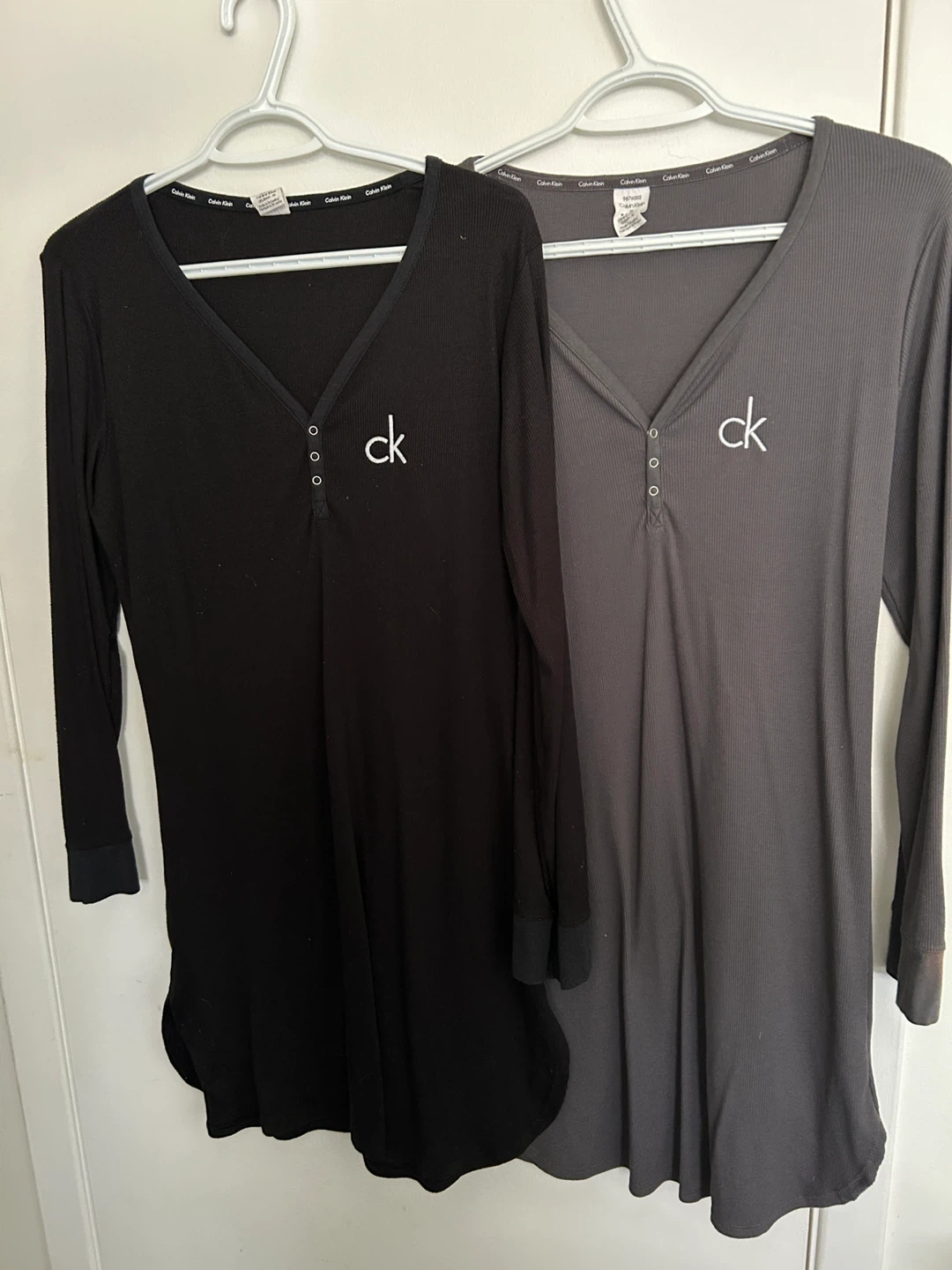 Calvin Klein Black Long Sleeve henley lounge top