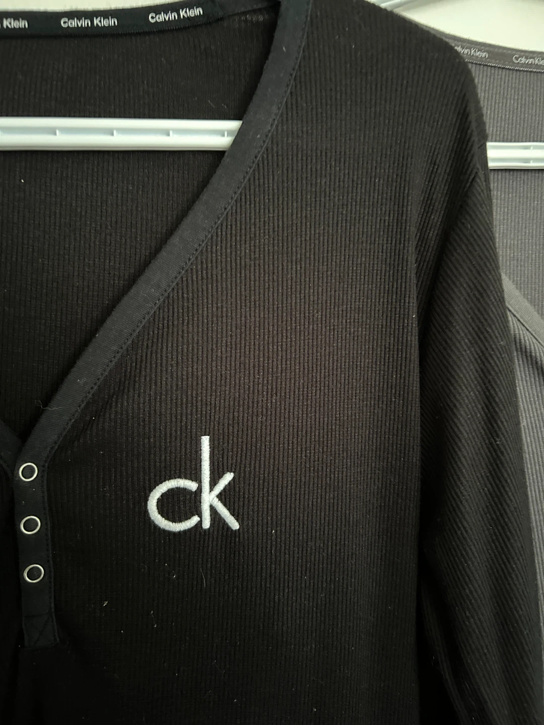 Calvin Klein Black Long Sleeve henley lounge top - photo 2