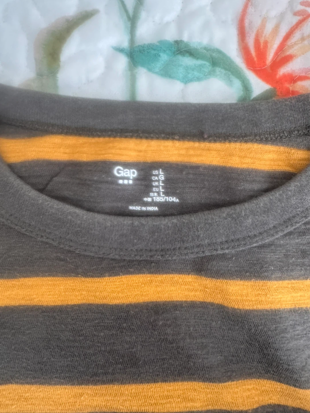 Gap Long Sleeve Striped T-Shirt - Grey and Orange - Size L - photo 2