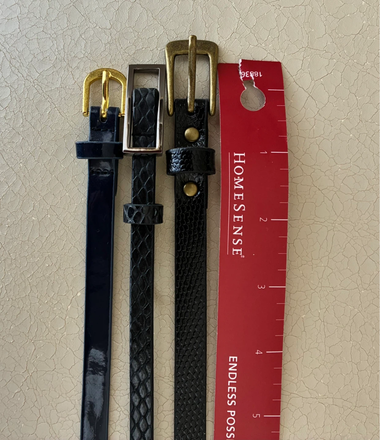 3 Skinny Belts - Navy, Black Snake, Black Patent - photo 2